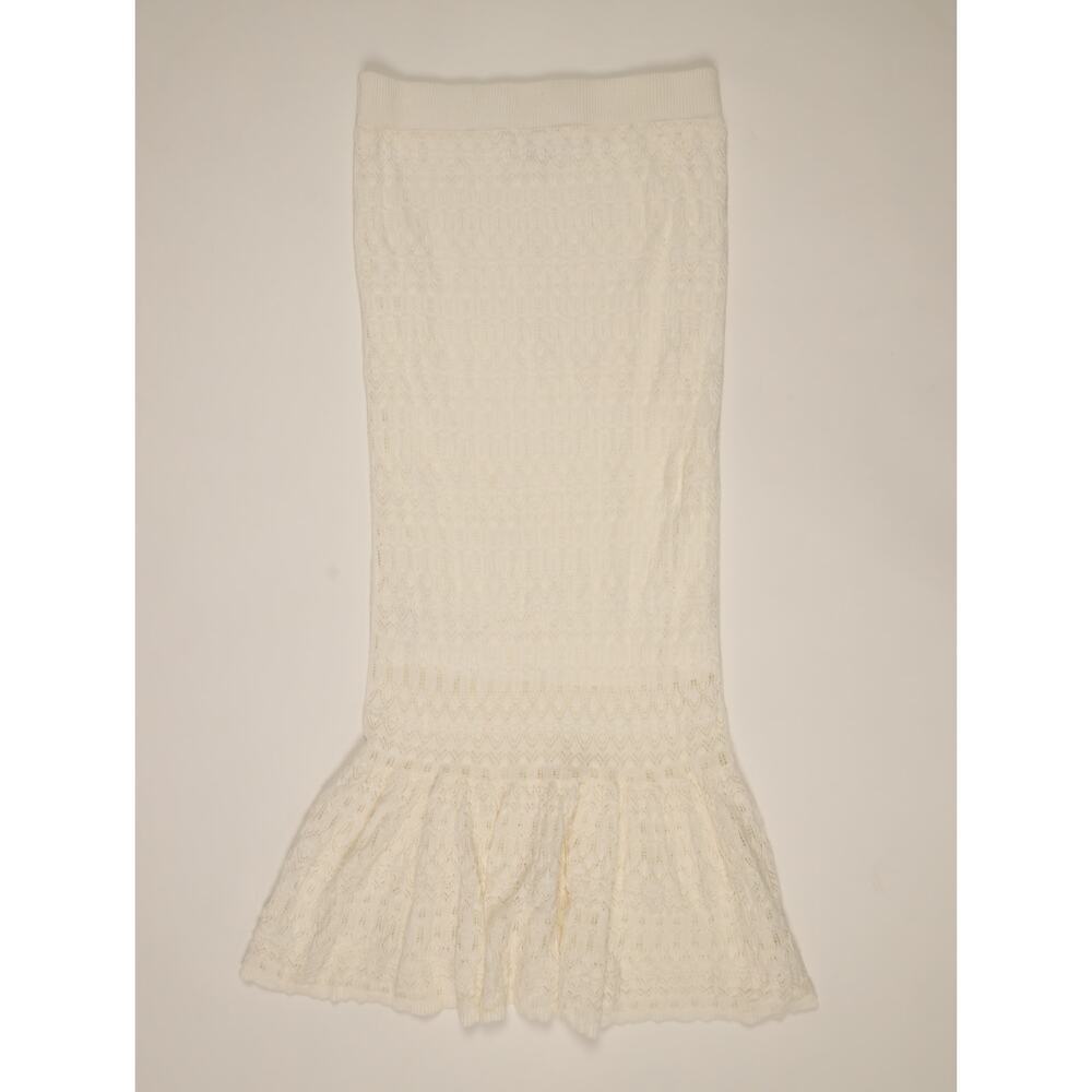 House of Harlow 1960 Ivory Crochet Knit Maxi Skirt Tiered Boho Resort Festival M - Picture 9 of 15